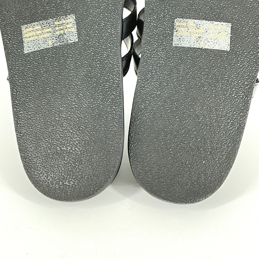 Seychelles Size 8 Black Leather Strappy Toe Loop Slide Sandals Rule the World - Picture 7 of 15